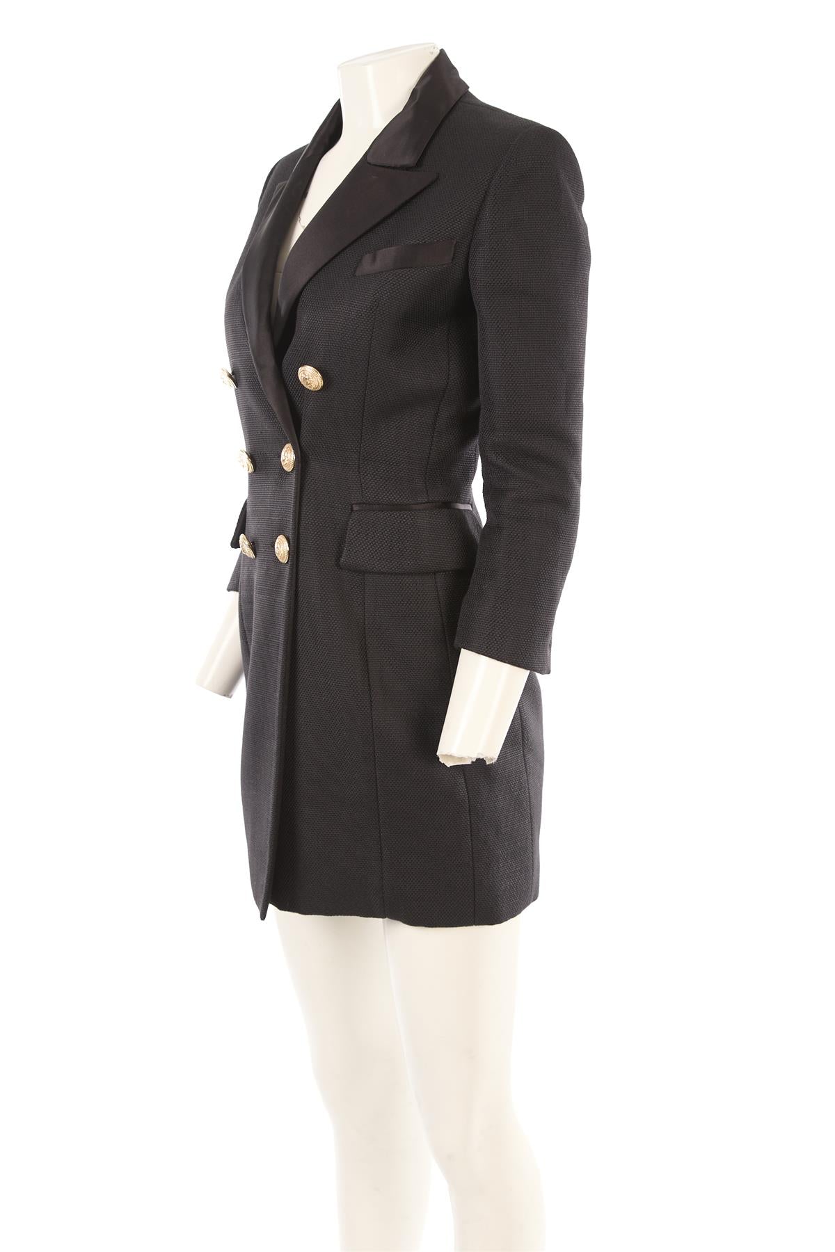 BALMAIN BLACK WOVEN MINI DRESS FR 40 UK 12