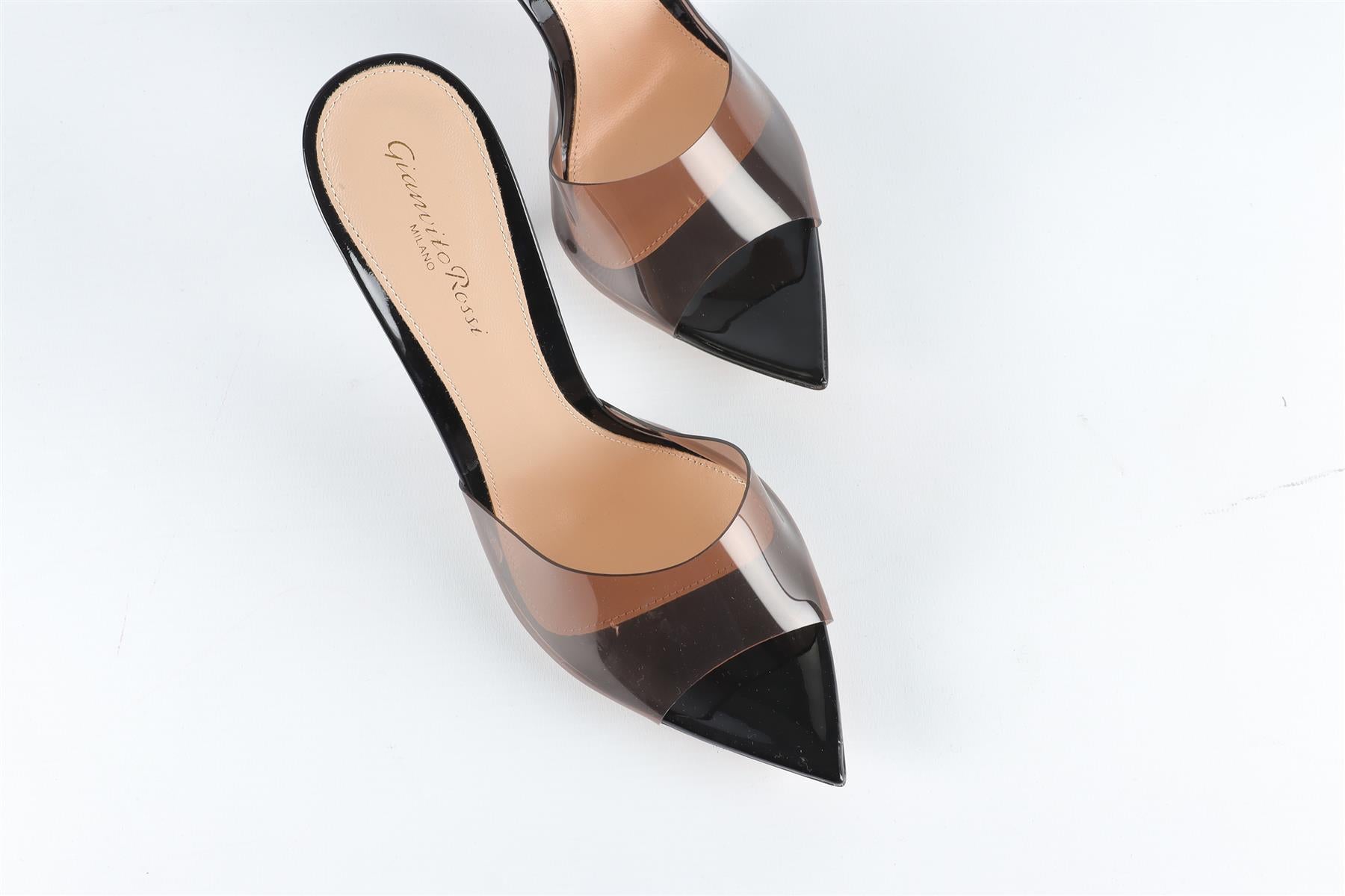 GIANVITO ROSSI BLACK PVC MULES EU 38 UK 5