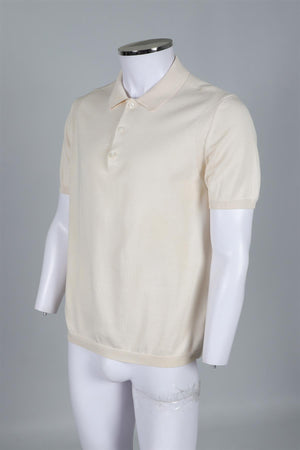 BERLUTI CREAM MEN'S COTTON POLO SHIRT