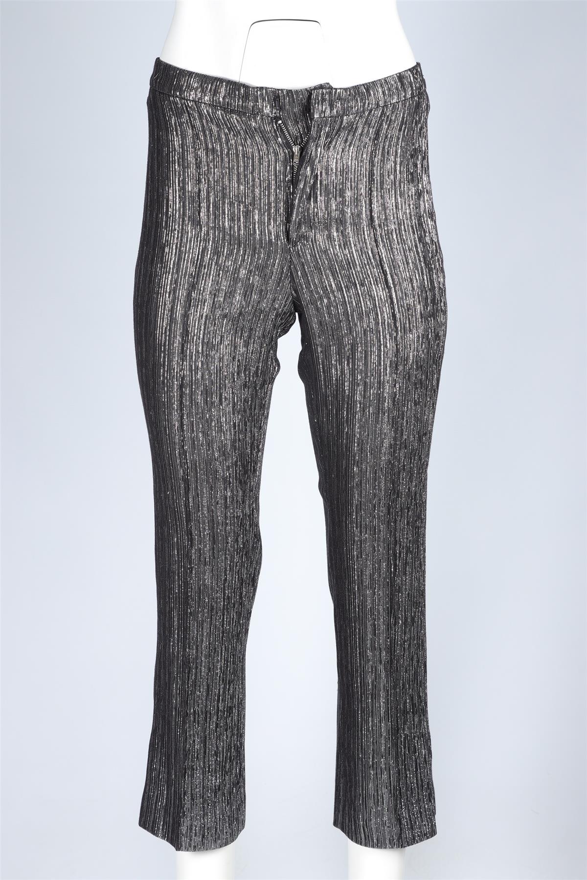 ISABEL MARANT SILVER LUREX STRAIGHT LEG PANTS FR 38 UK 10
