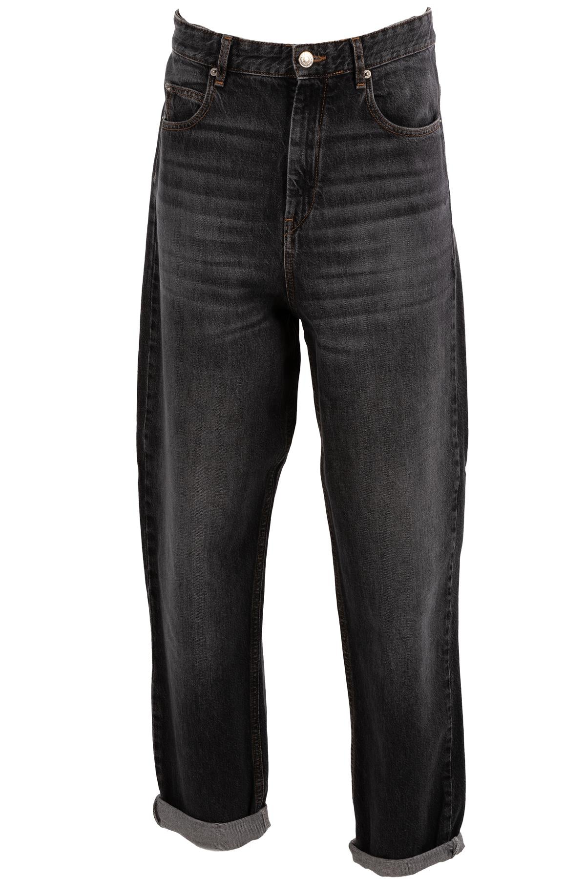 ISABEL MARANT ETOILÉ BLACK HIGH RISE TAPERED JEANS FR 40 UK 12