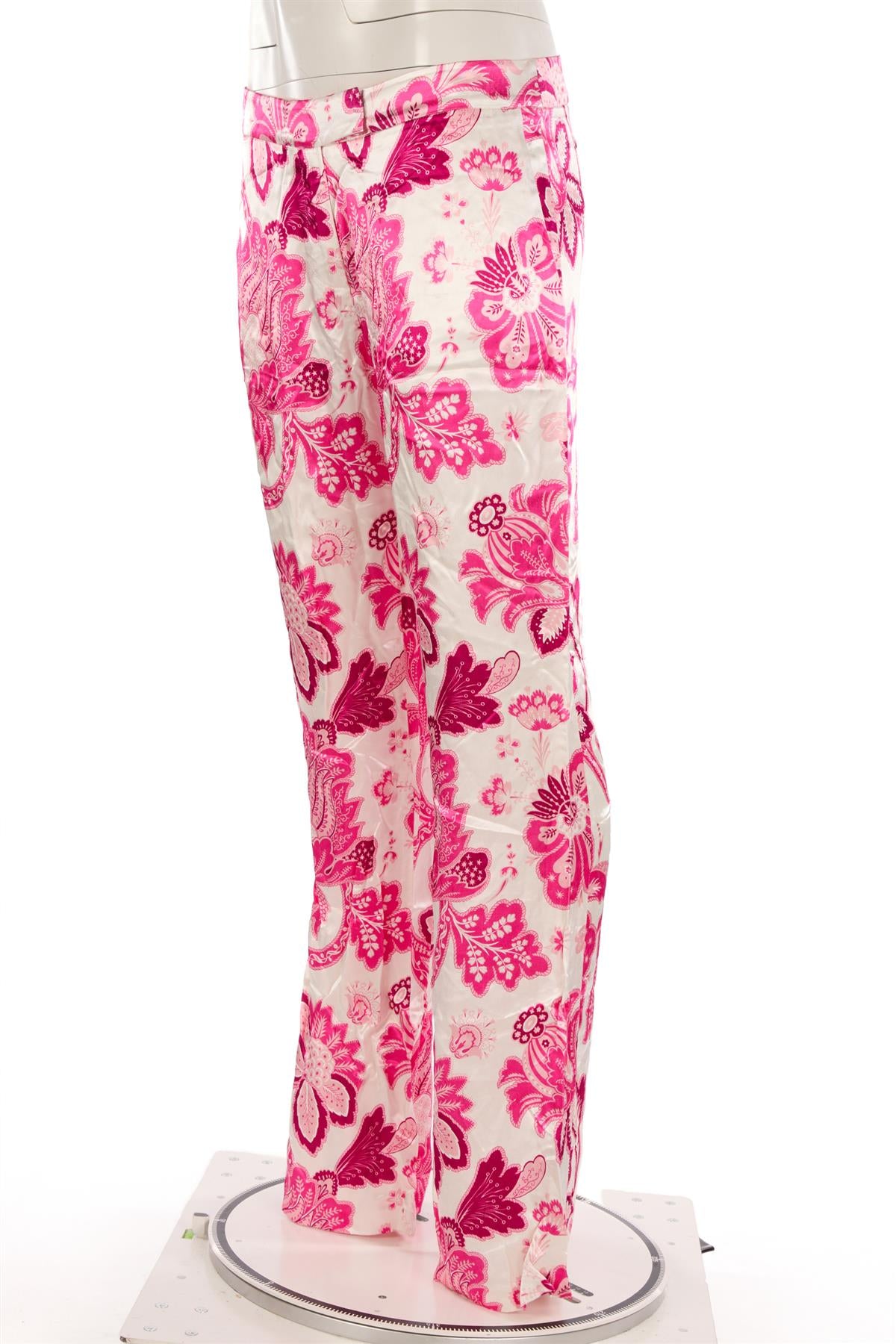 ETRO PINK SATIN STRAIGHT LEG PANTS IT 42 UK 10