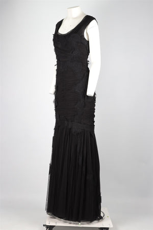 DOLCE & GABANNA BLACK TULLE MAXI DRESS IT 46 UK 14