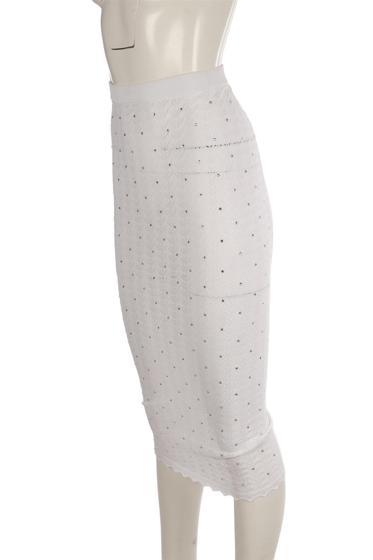 ALESSANDRA RICH CREAM KNIT MIDI SKIRT IT 38 UK 6