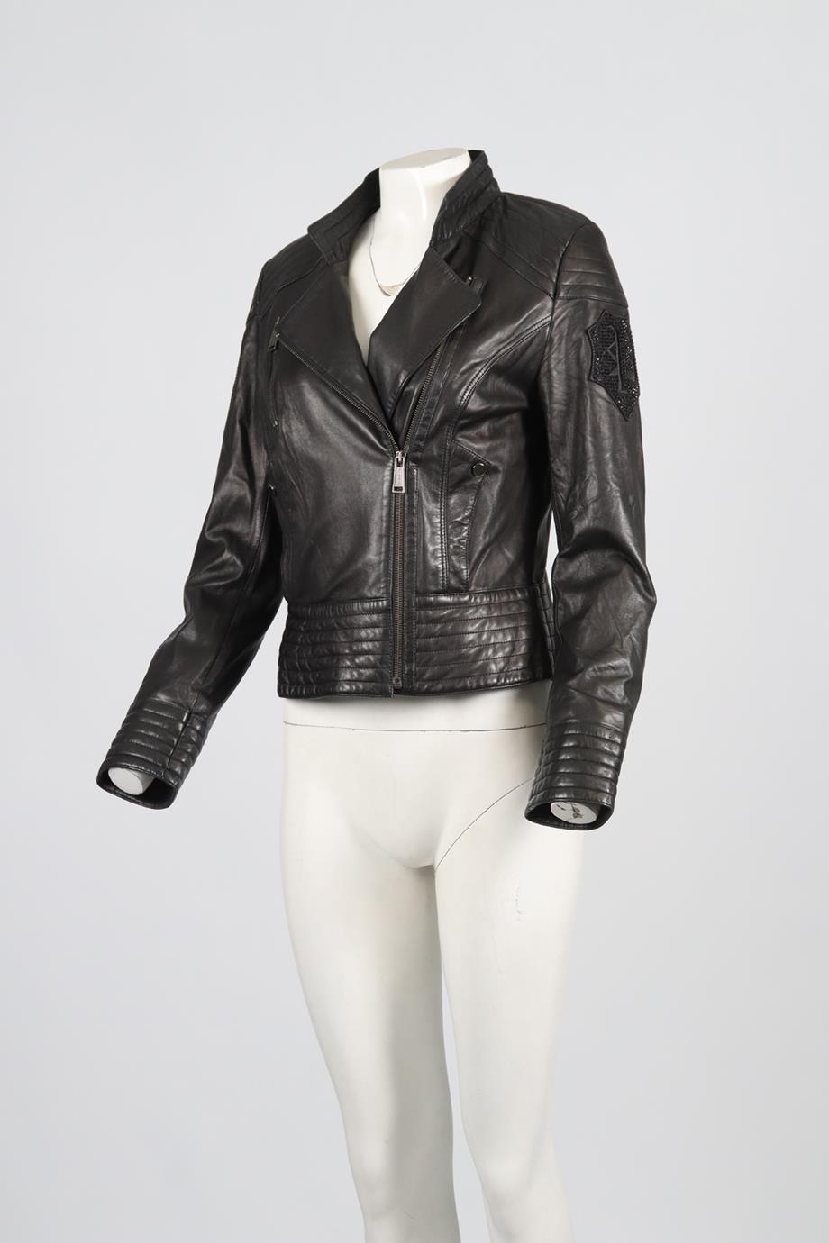 PHILIPP PLEIN LEATHER BIKER JACKET MEDIUM