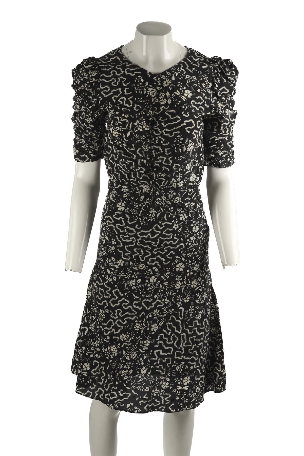 ISABEL MARANT BLACK SILK MIDI DRESS FR 36 UK 8