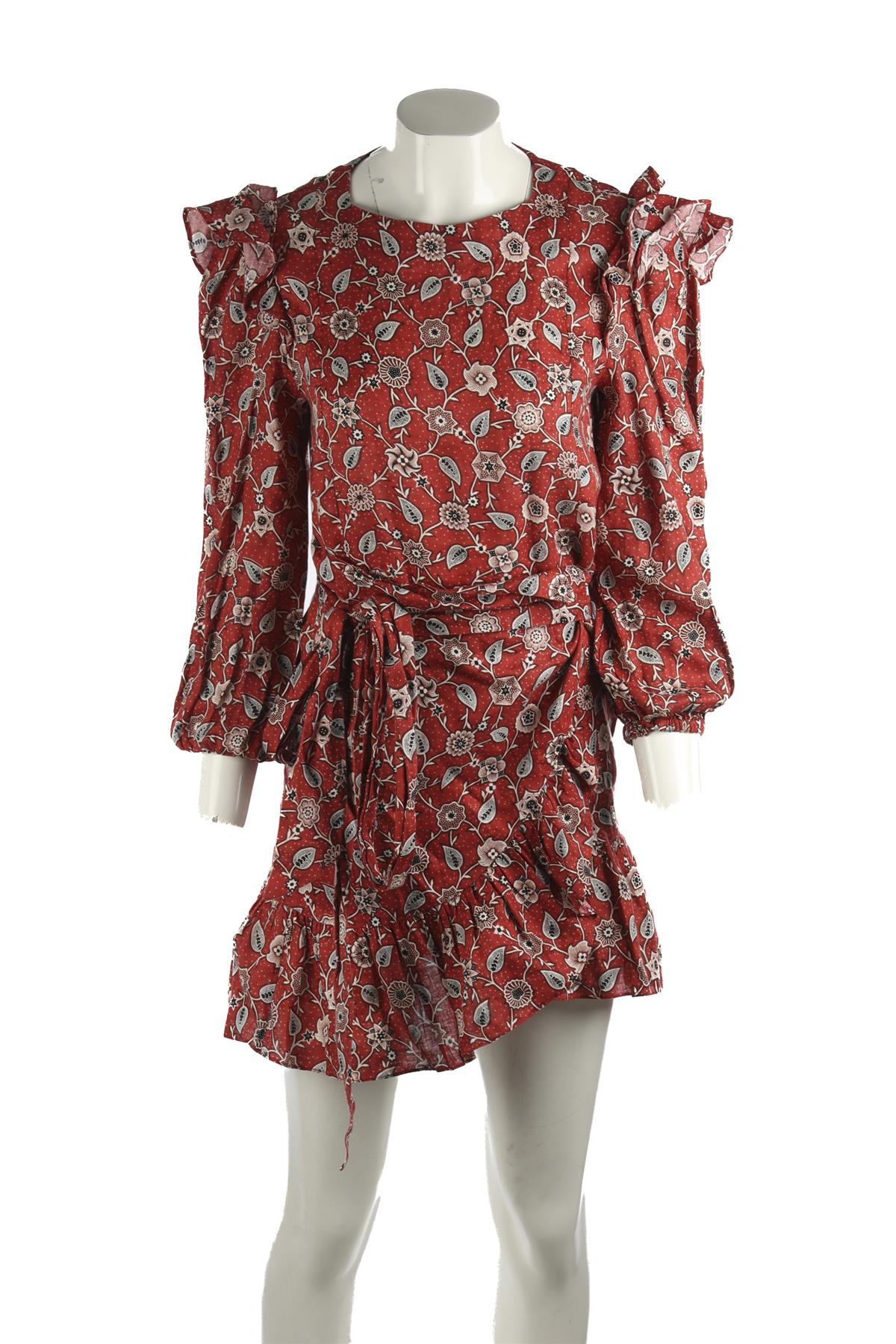 ISABEL MARANT ETOILE RED LINEN MINI DRESS FR 36 UK 8