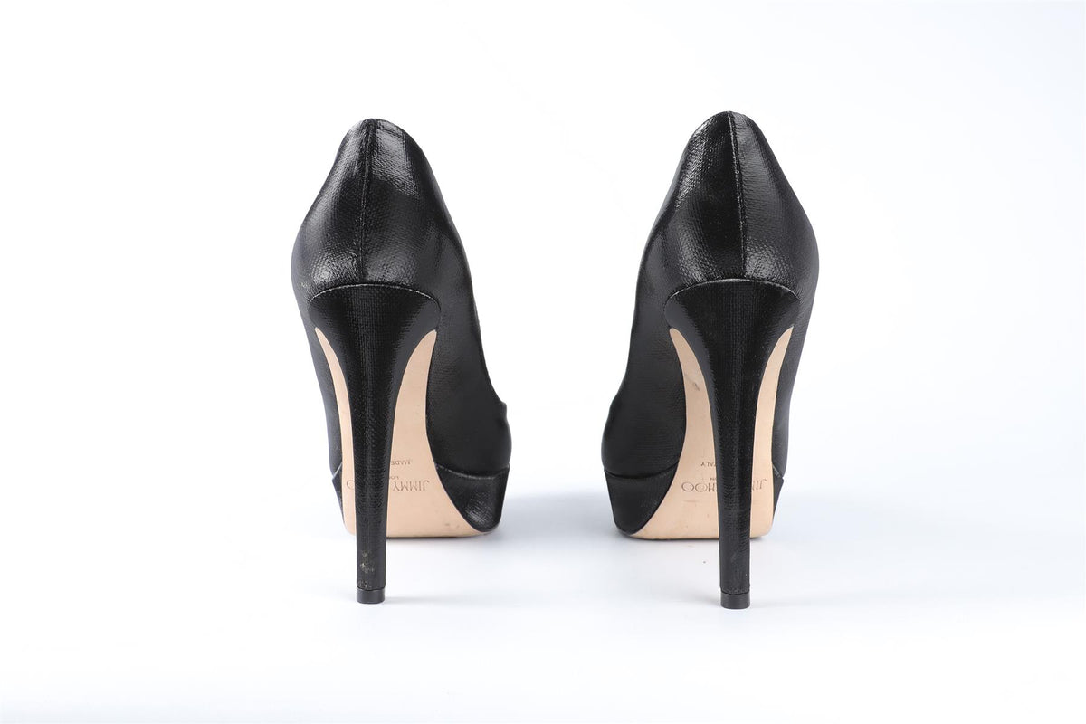 JIMMY CHOO BLACK FABRIC PLATFORM PUMPS EU 37 UK 4 US 7