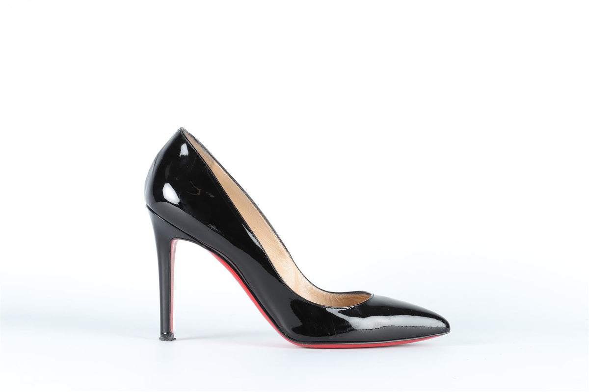 CHRISTIAN LOUBOUTIN BLACK PATENT LEATHER PUMPS EU 37.5 UK 4.5 US 7.5