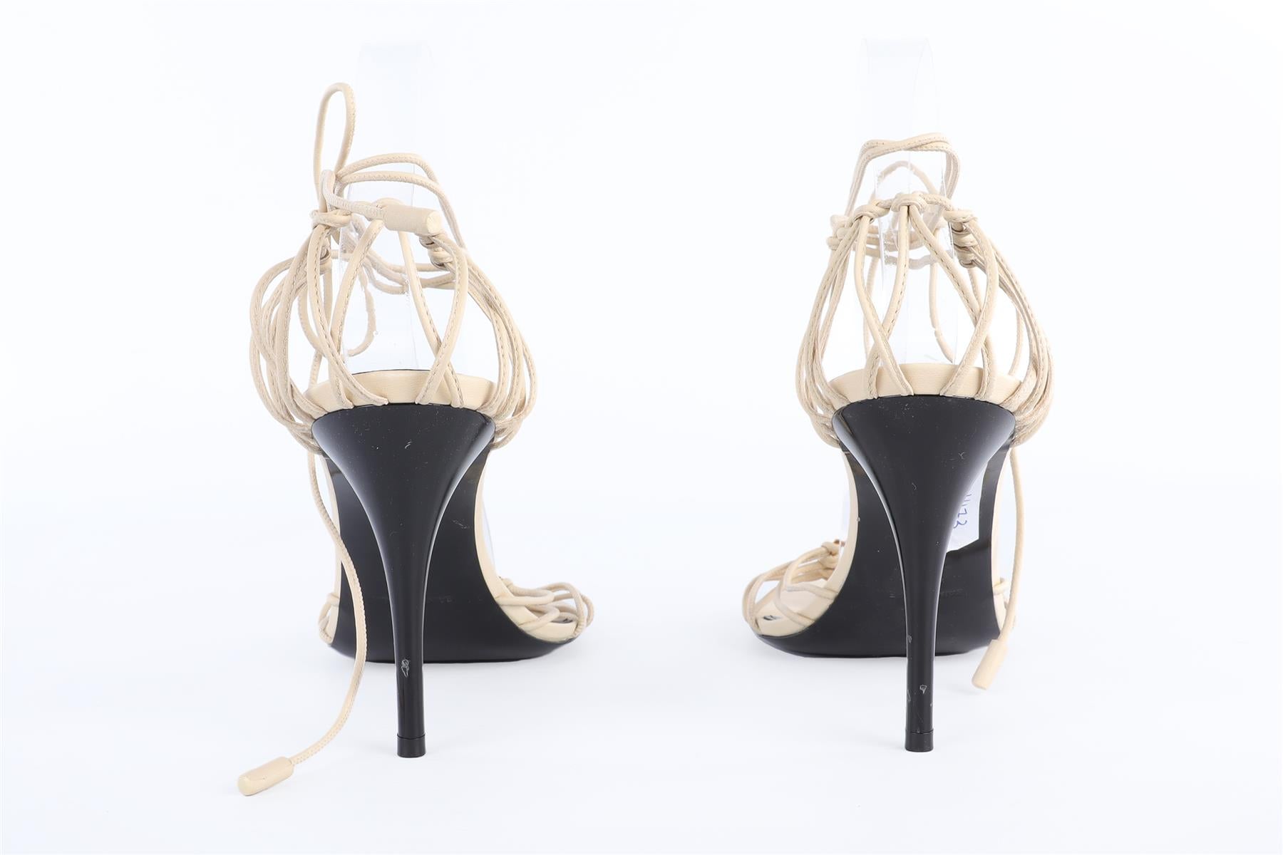 SAINT LAURENT TAUPE BABYLONE LEATHER SANDALS EU 39 UK 6 US 9