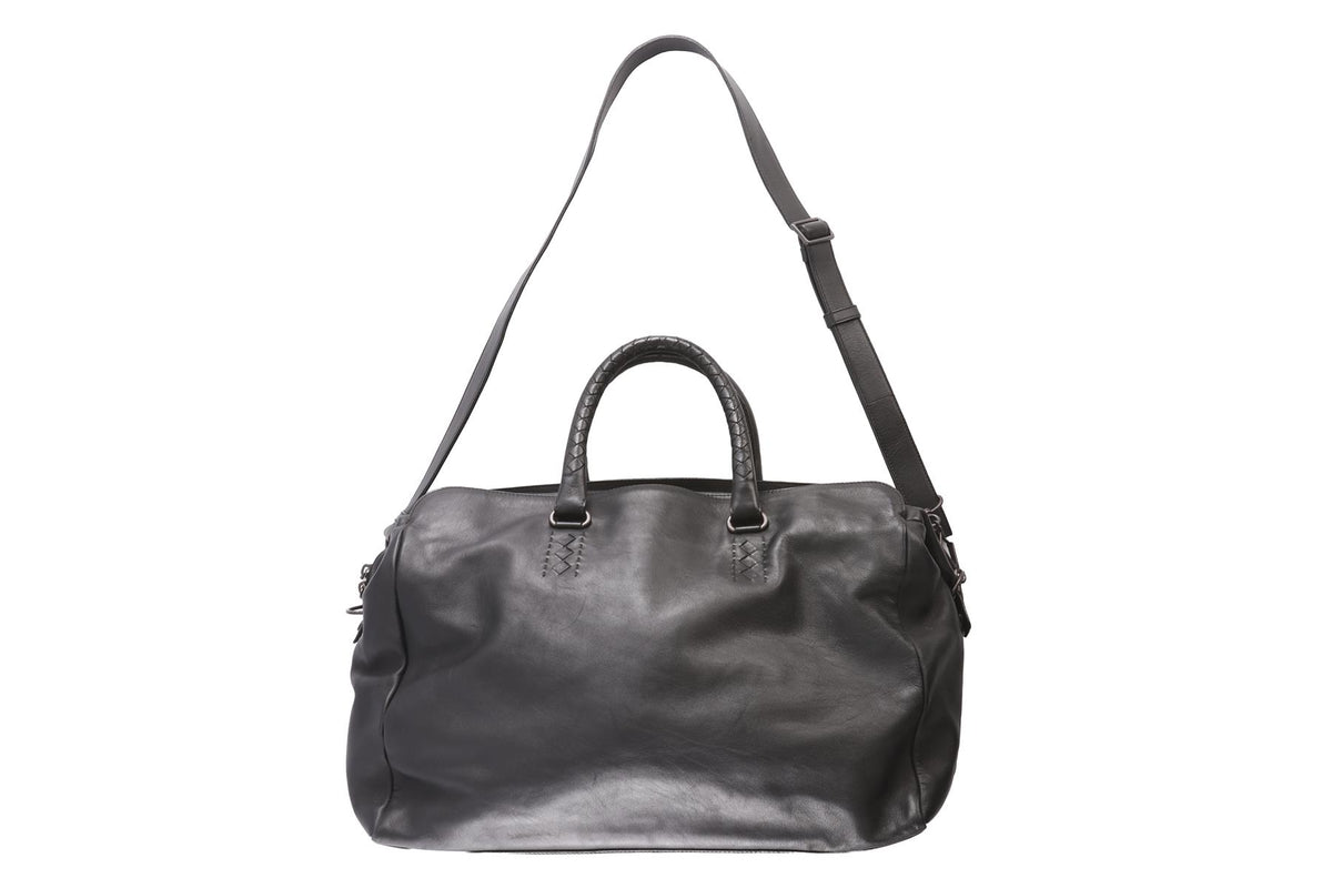 BOTTEGA VENETA BLACK MEN'S NERO LEATHER TOTE BAG