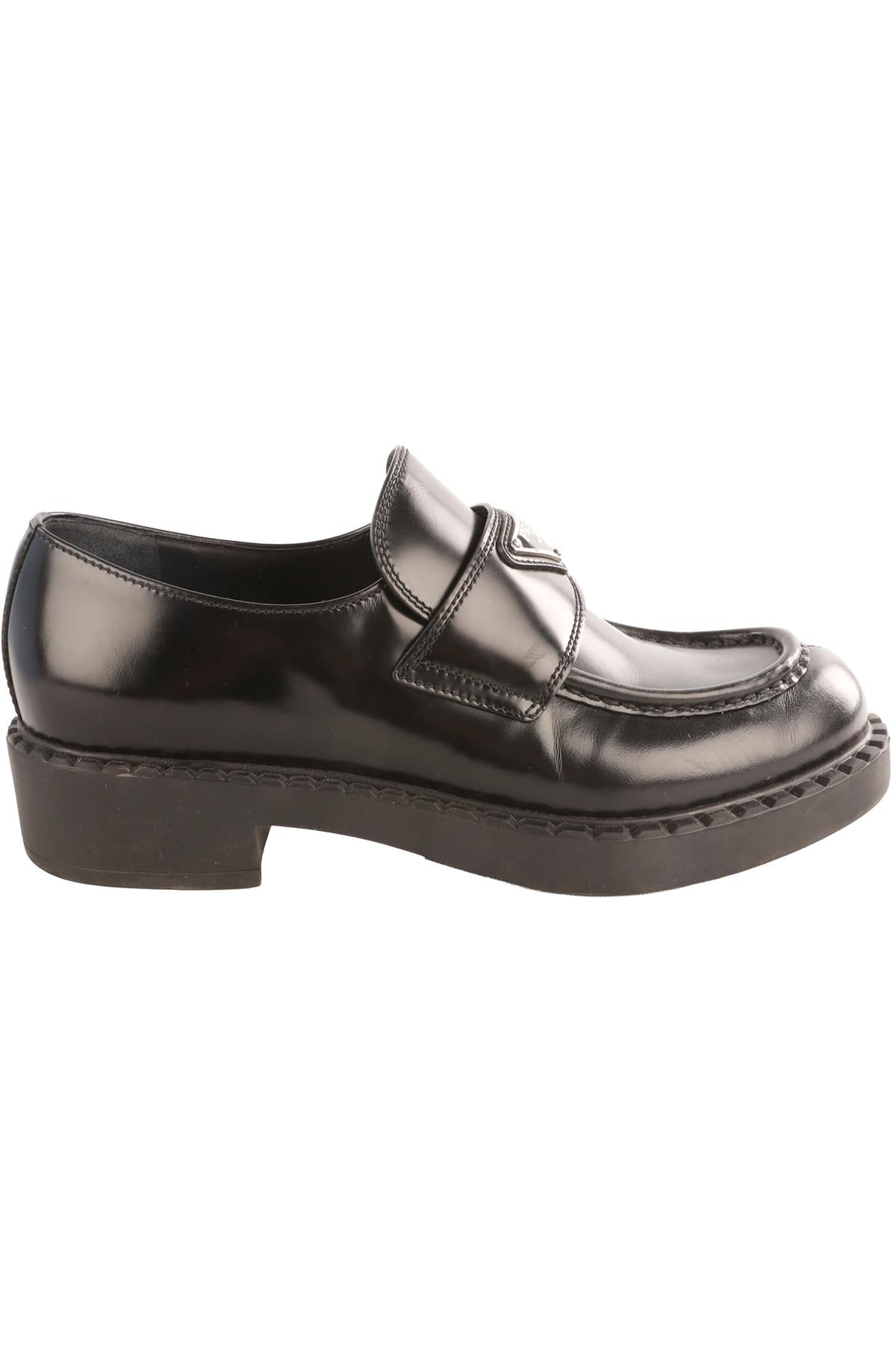 PRADA BLACK LEATHER PLATFORM LOAFERS EU 38.5 UK 5.5 US 8.5
