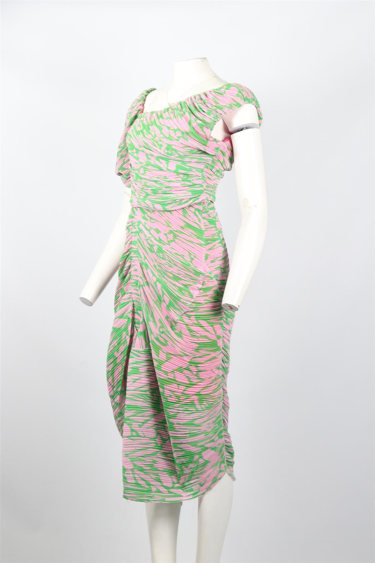 PREEN PLEATED CHIFFON MAXI DRESS SMALL