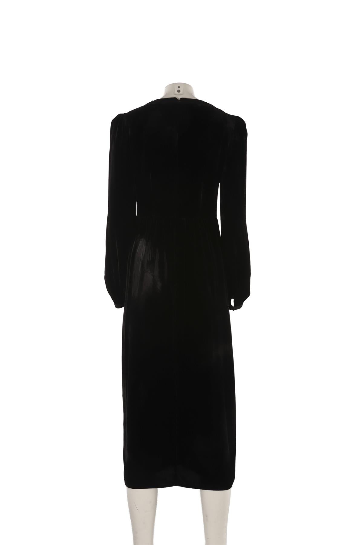 SALONI BLACK VELVET MIDI DRESS UK 8