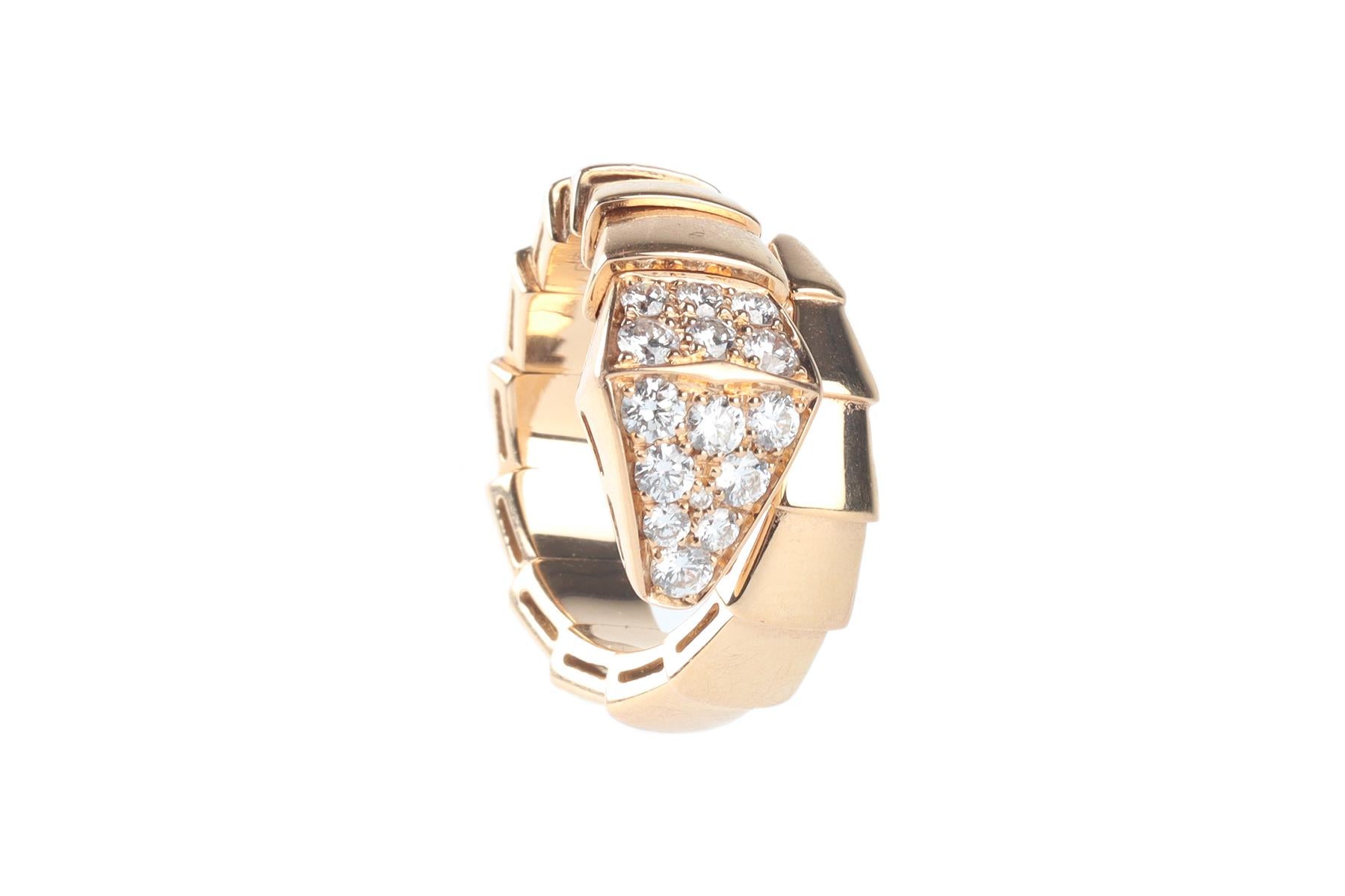 BVLGARI GOLD SERPENTI VIPER 18K ROSE GOLD AND DIAMOND RING SMALL