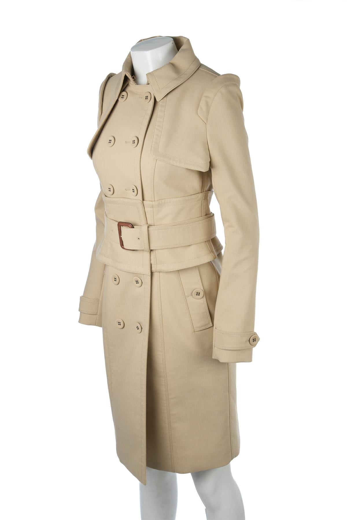 BURBERRY PRORSUM BEIGE COTTON TRENCH COAT IT 42 UK 10