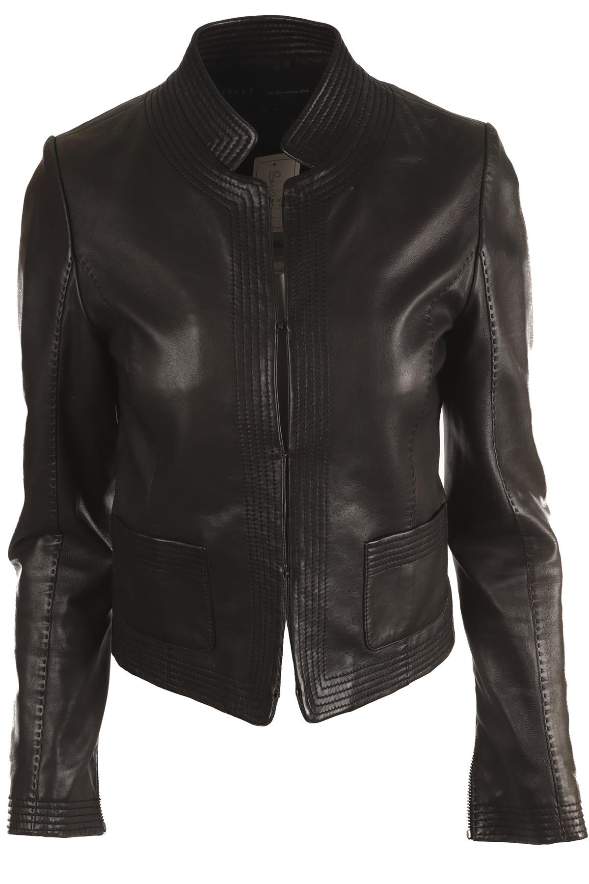 BARBARA BUI BLACK LEATHER JACKET IT 40 UK 8