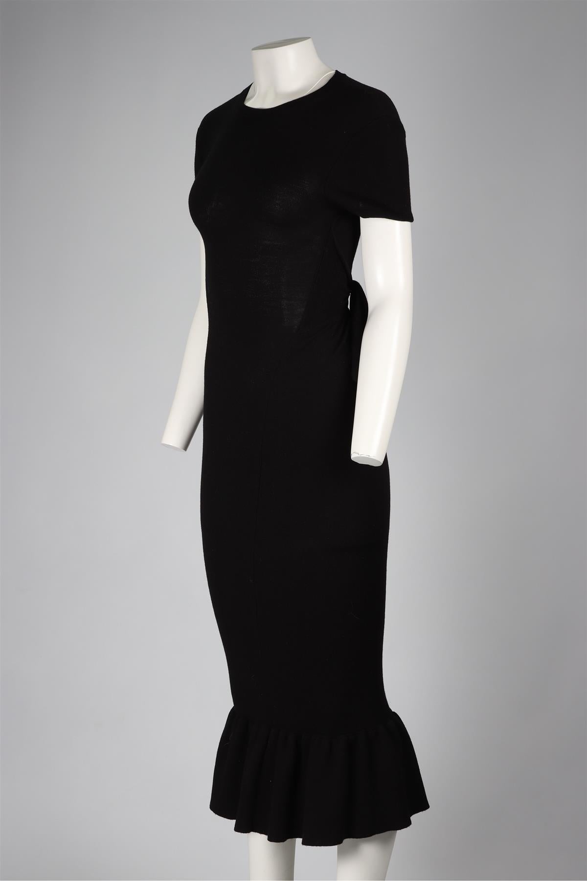 KHAITE BLACK WOOL BLEND MAXI DRESS US 8 UK 12