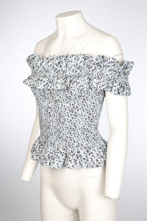GANNI BLUE COTTON TOP UK 14