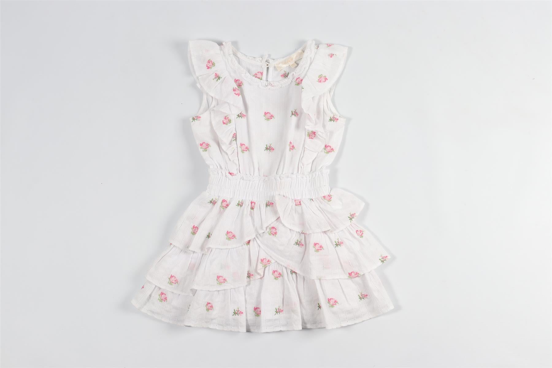 LOVESHACKFANCY WHITE KIDS GIRLS COTTON DRESS 5-6 YEARS