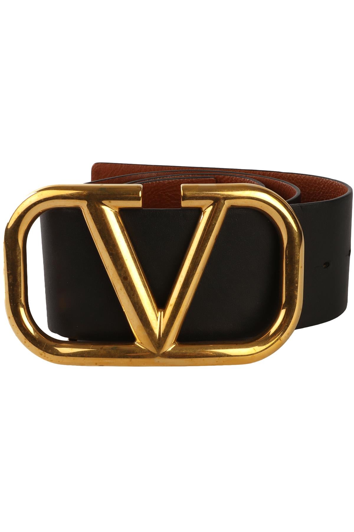 VALENTINO GARAVANI BLACK VLOGO LEATHER WAIST BELT 75CM