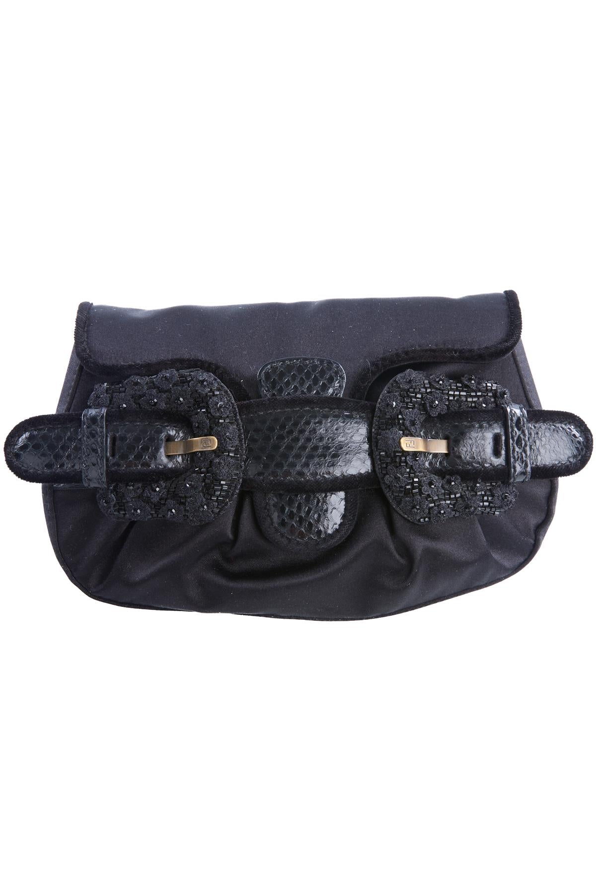 FENDI BLACK 2006 B BIS MINI SATIN CLUTCH