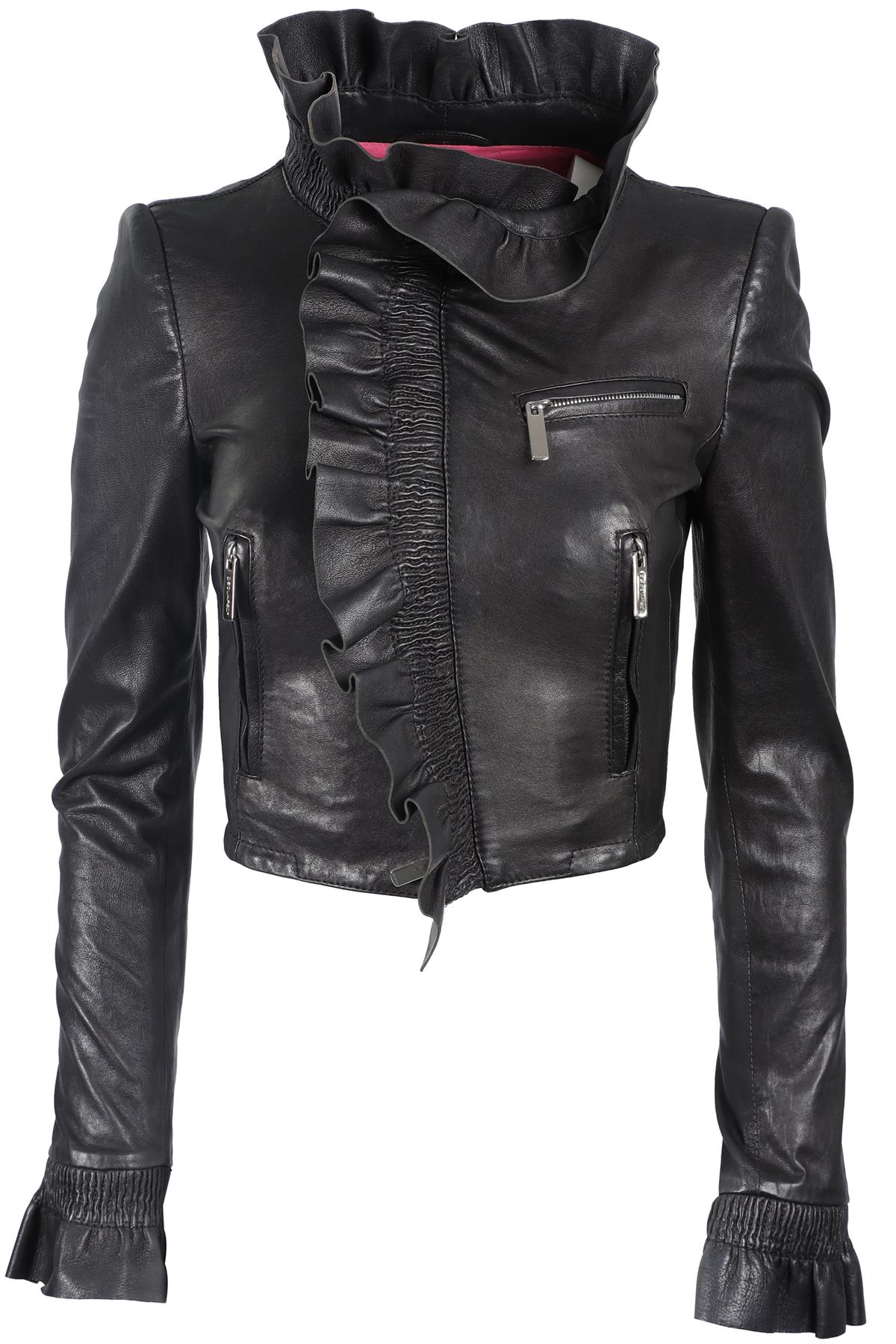 DSQUARED² BLACK LEATHER JACKET IT 38 UK 6