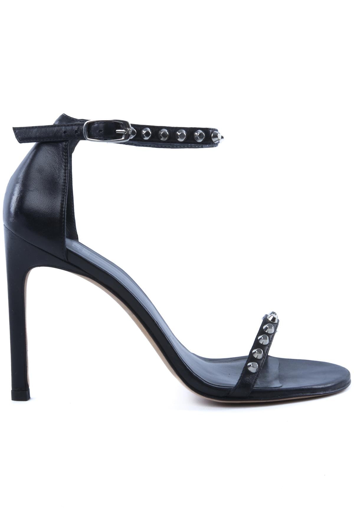STUART WEITZMAN BLACK LEATHER SANDALS US 7.5 UK 4.5 EU 37.5