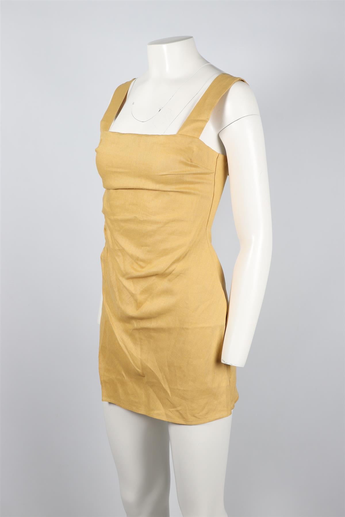 REFORMATION YELLOW LINEN MINI DRESS US 2 UK 6