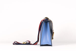 GUCCI BLUE SYLVIE SMALL LEATHER SHOULDER BAG