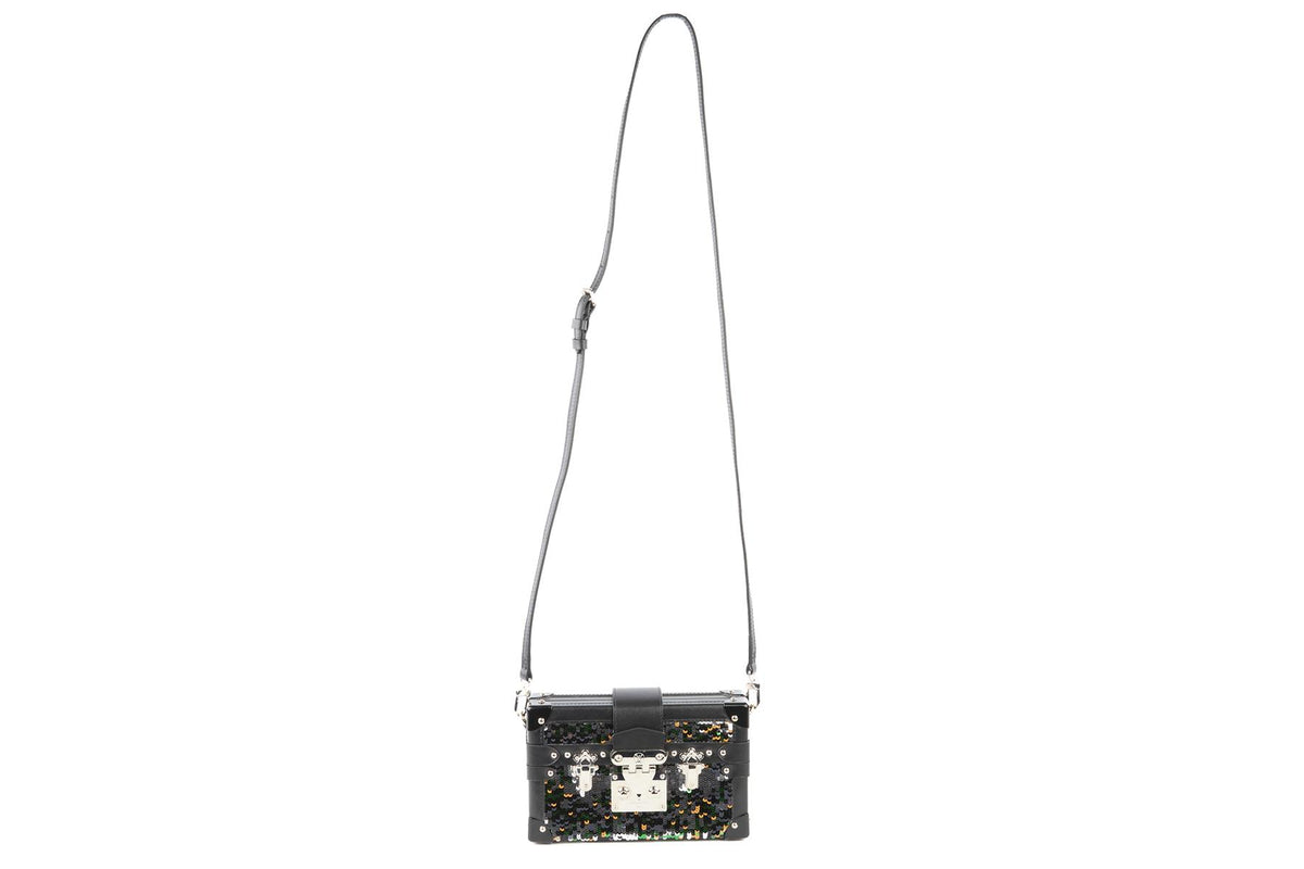 LOUIS VUITTON BLACK 2016 PETITE MALLE SEQUIN CLUTCH