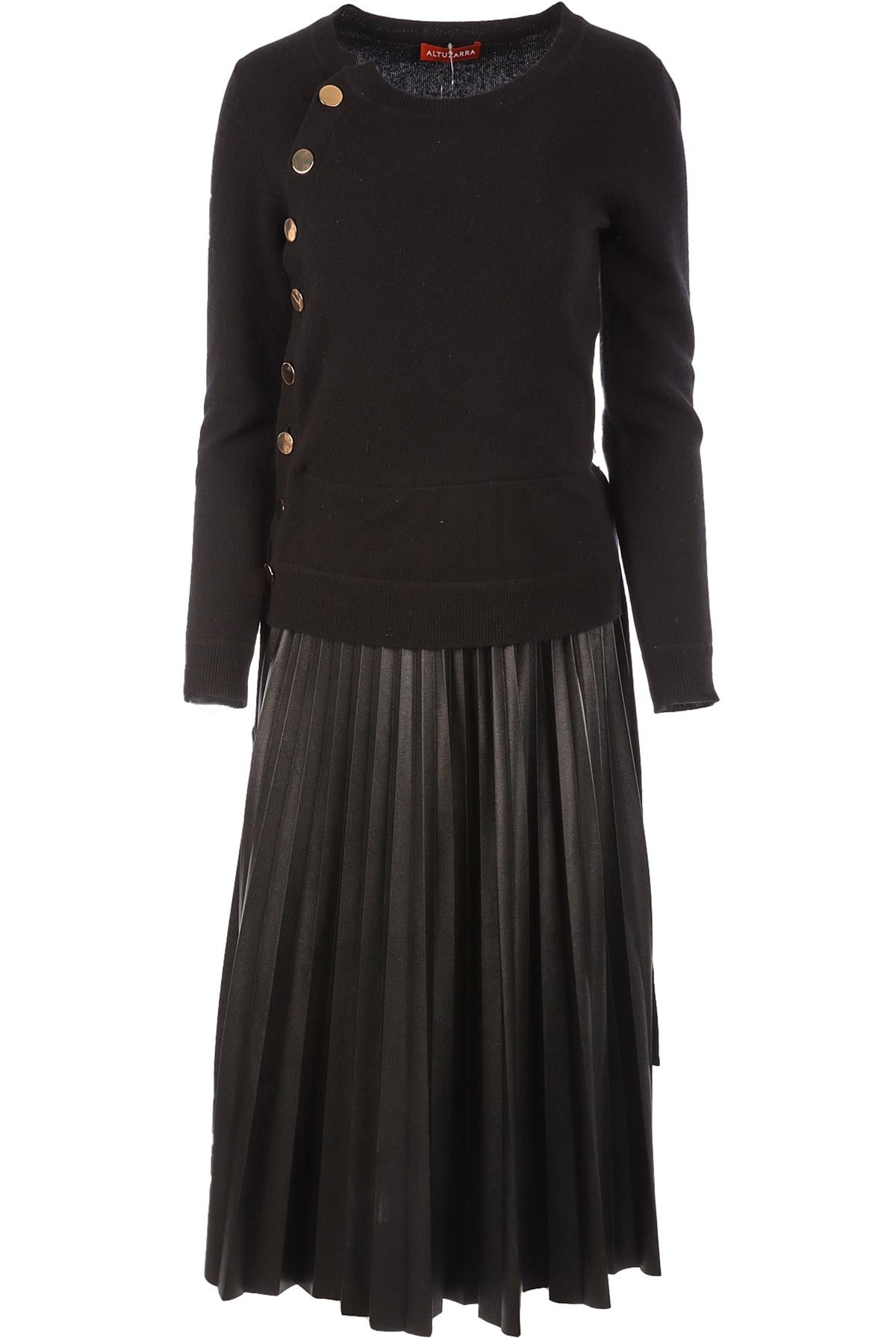 ALTUZARRA BLACK CASHMERE MIDI DRESS FR 36 UK 8