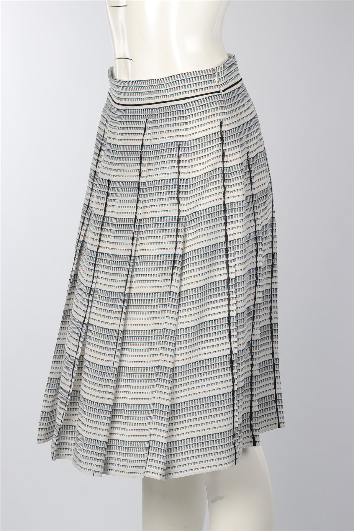 BOTTEGA VENETA BLUE SILK MIDI SKIRT IT 48 UK 16