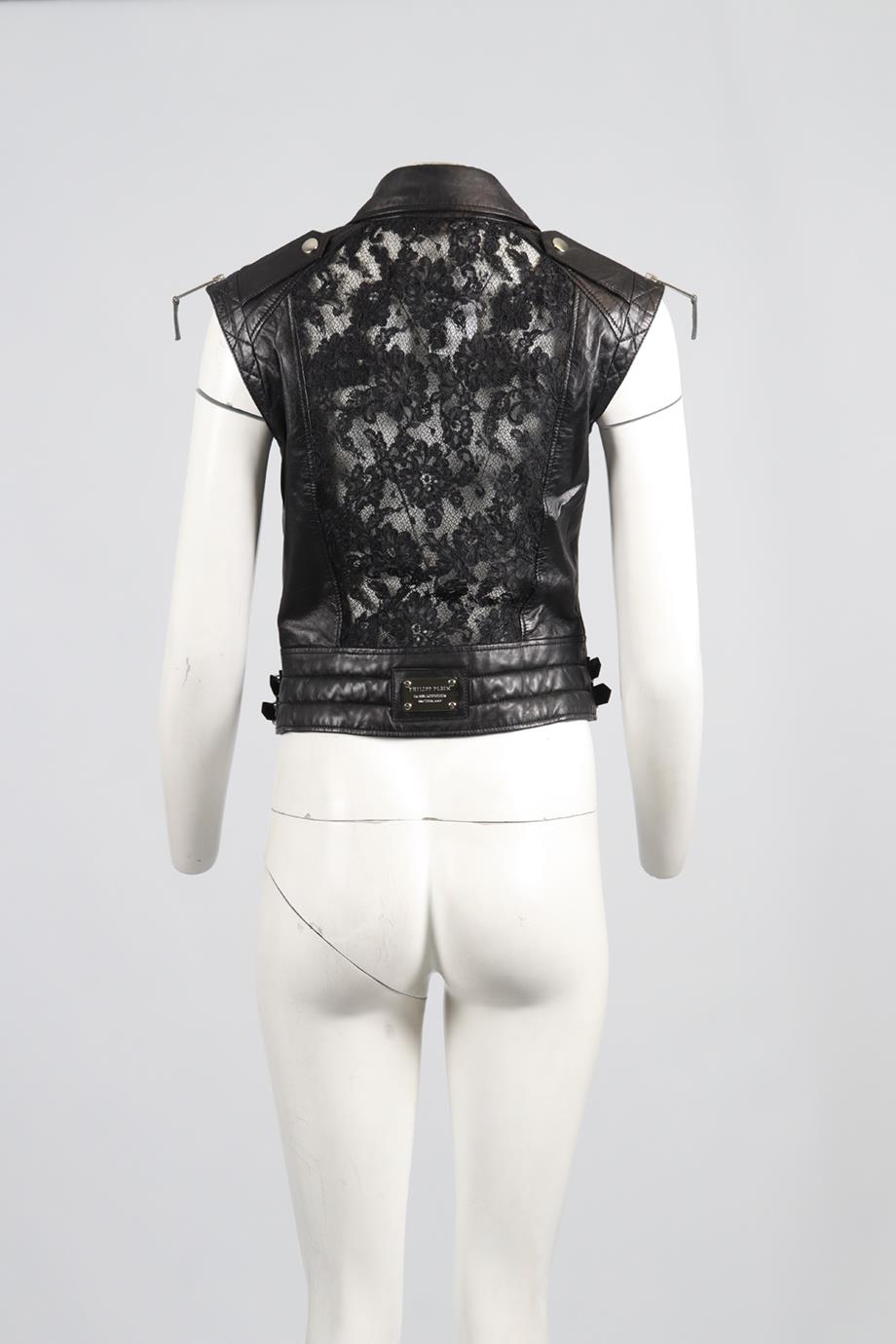 PHILIPP PLEIN LACE AND LEATHER GILET MEDIUM
