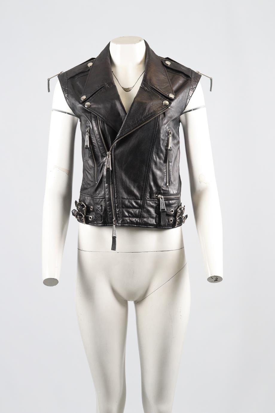 PHILIPP PLEIN LACE AND LEATHER GILET MEDIUM