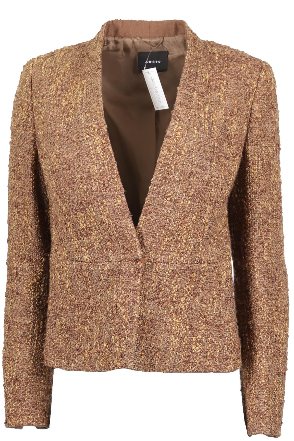 AKRIS BROWN WOOL JACKET FR 40 UK 12