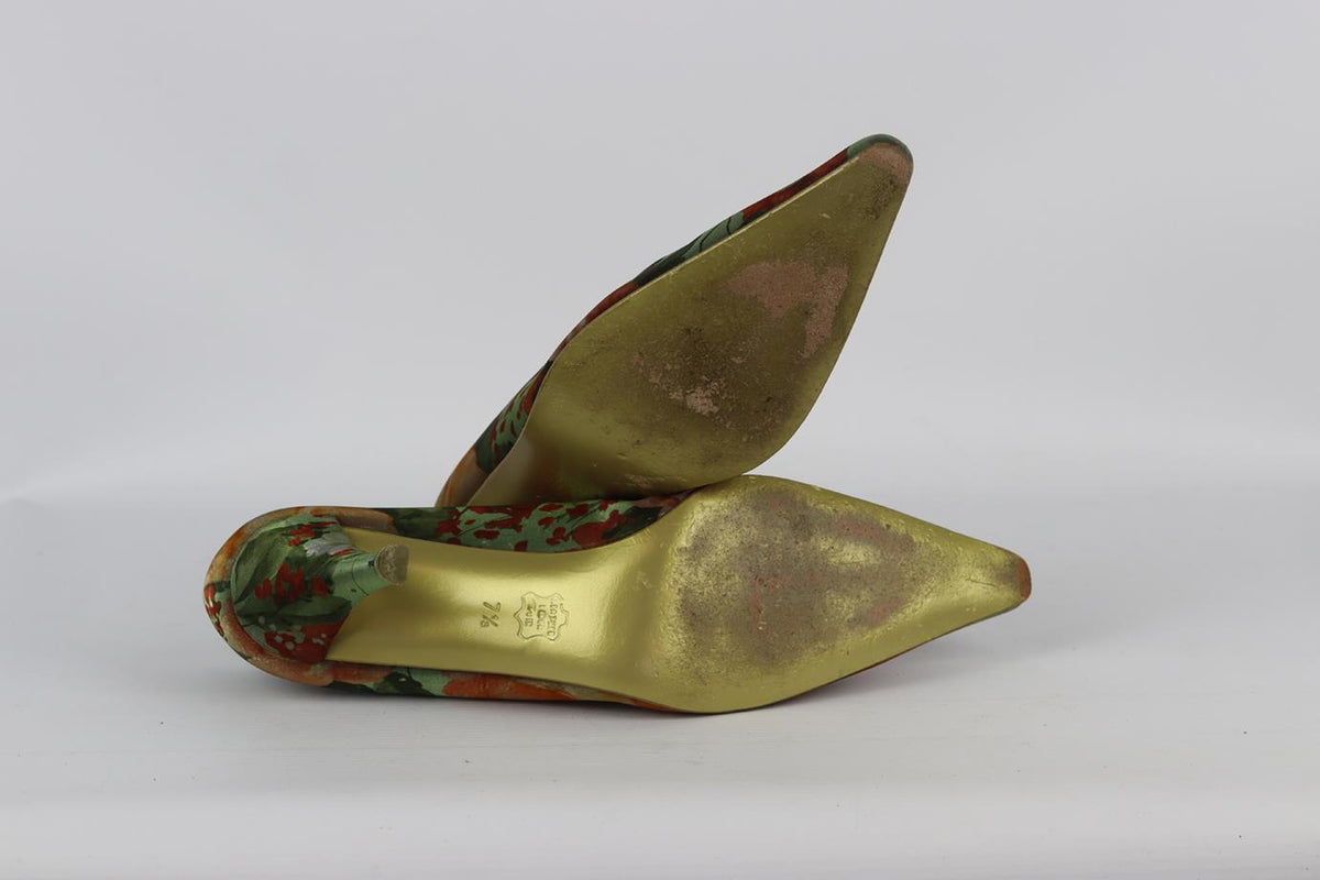 CHARLES JOURDAN FLORAL PRINT SATIN PUMPS EU 37.5 UK 4.5 US 7.5