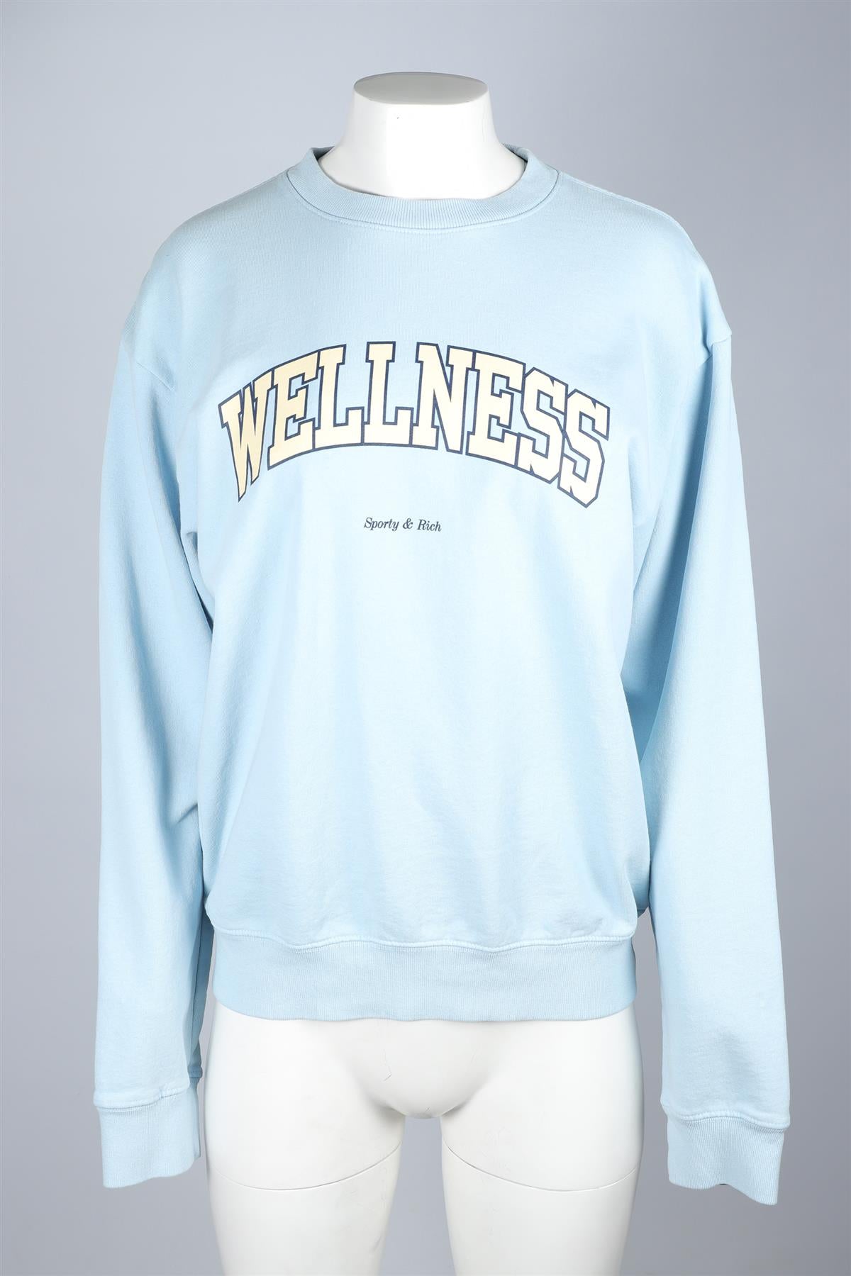 SPORTY & RICH BLUE COTTON SWEATSHIRT SMALL