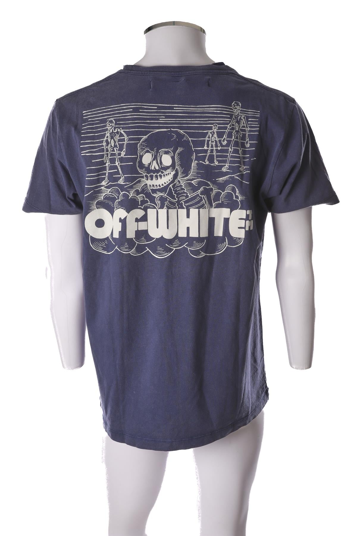 OFF-WHITE BLUE MEN'S COTTON T-SHIRT MEDIUM