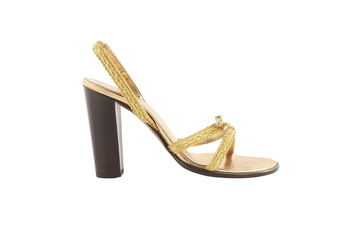 DOLCE & GABBANA GOLD LEATHER SANDALS EU 37 UK 4 US 7