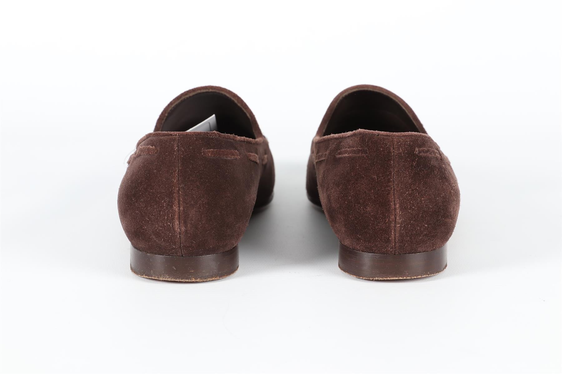 LORO PIANA BROWN SUEDE LOAFERS EU 37.5 UK 4.5 US 7.5