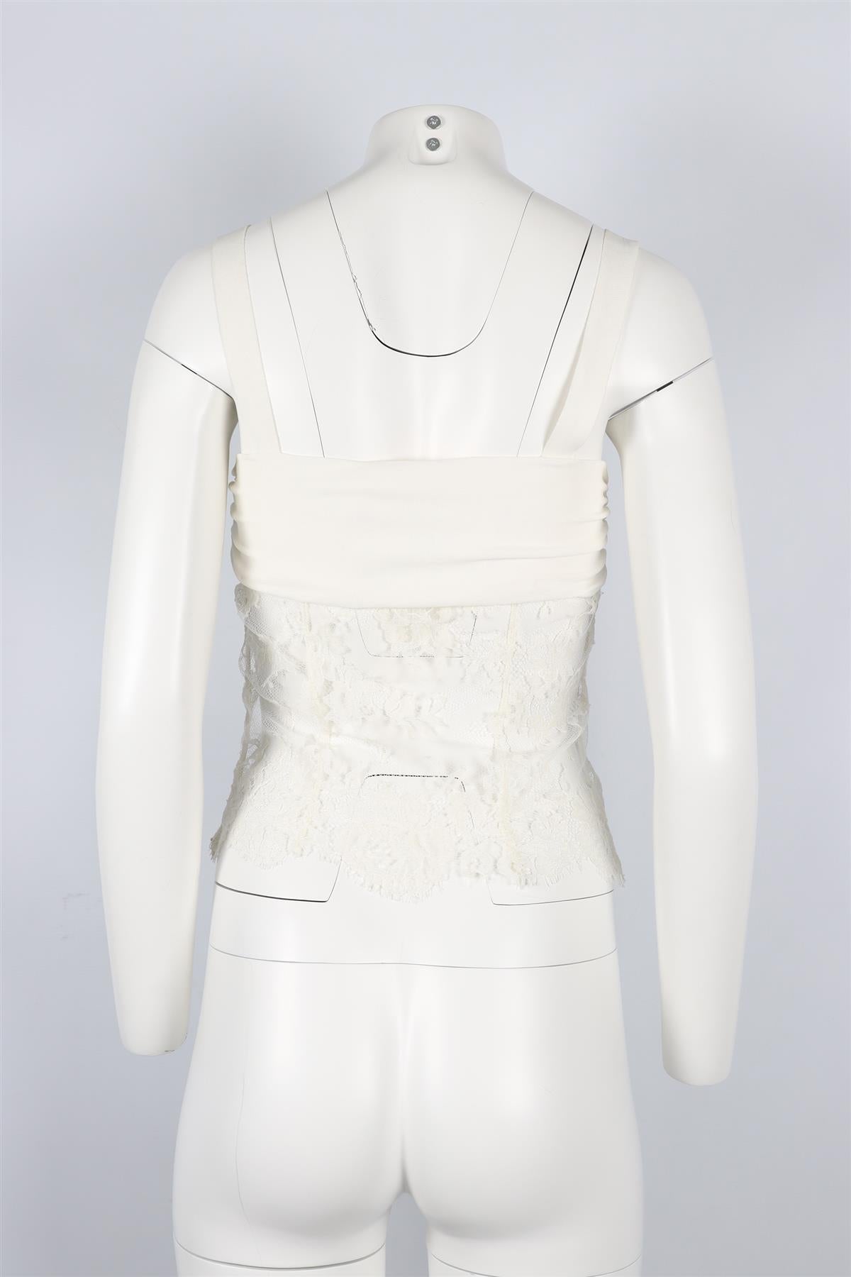 VALENTINO WHITE VINTAGE COTTON BLEND AND LACE TOP SIZE MEDIUM