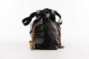 BALENCIAGA BLACK CRUSH SMALL LEATHER TOTE BAG