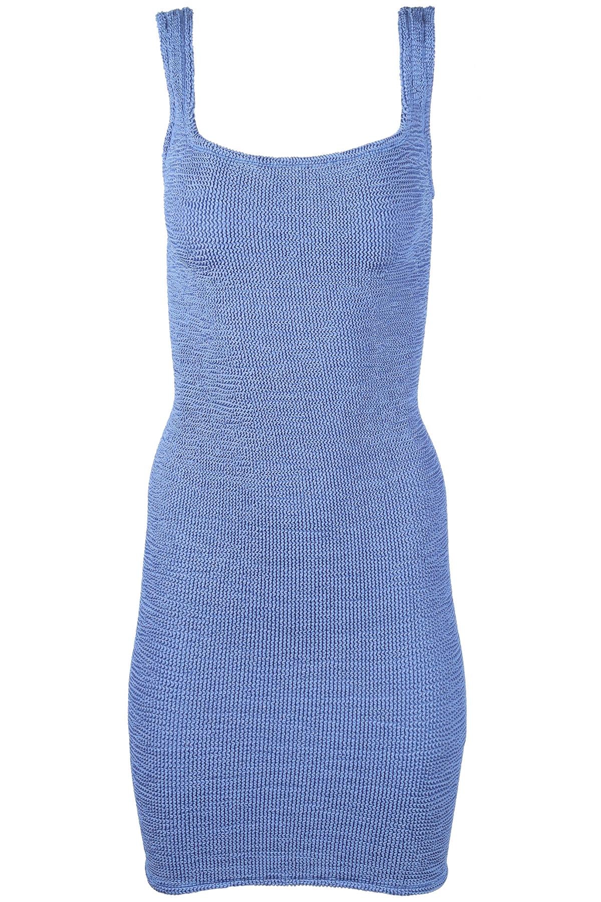 HUNZA G BLUE KNIT MINI DRESS ONE SIZE