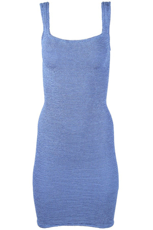 HUNZA G BLUE KNIT MINI DRESS ONE SIZE