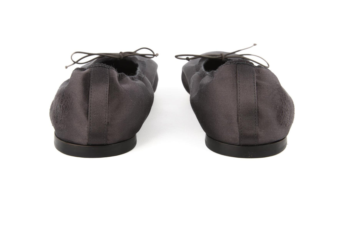 THE ROW BLACK AWAR SATIN BALLET FLATS