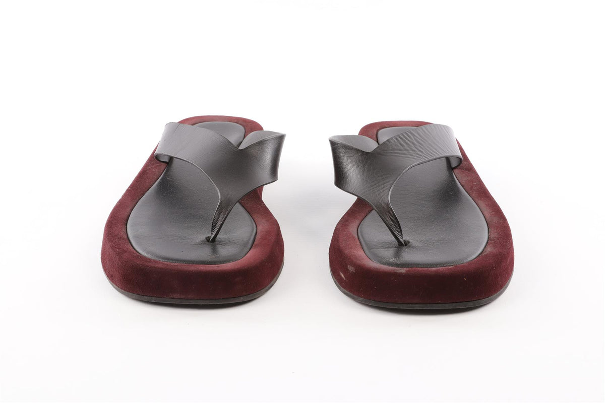 THE ROW BURGUNDY GINZA SUEDE FLIPFLOPS EU 40 UK 7 US 10