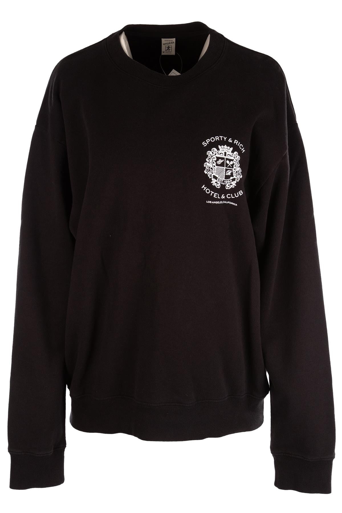SPORTY & RICH BLACK COTTON SWEATSHIRT MEDIUM