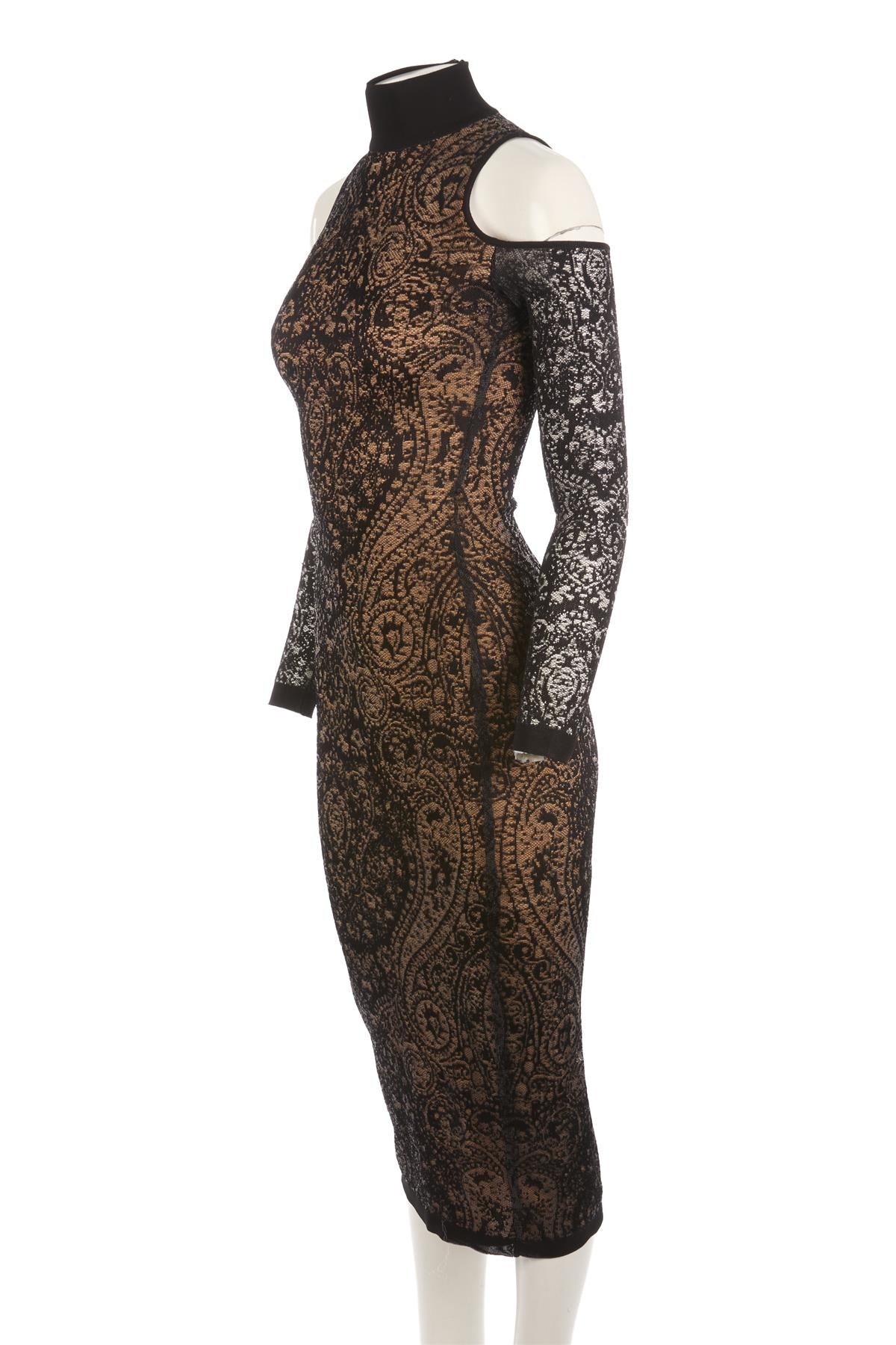BALMAIN BLACK LACE MAXI DRESS FR 36 UK 8