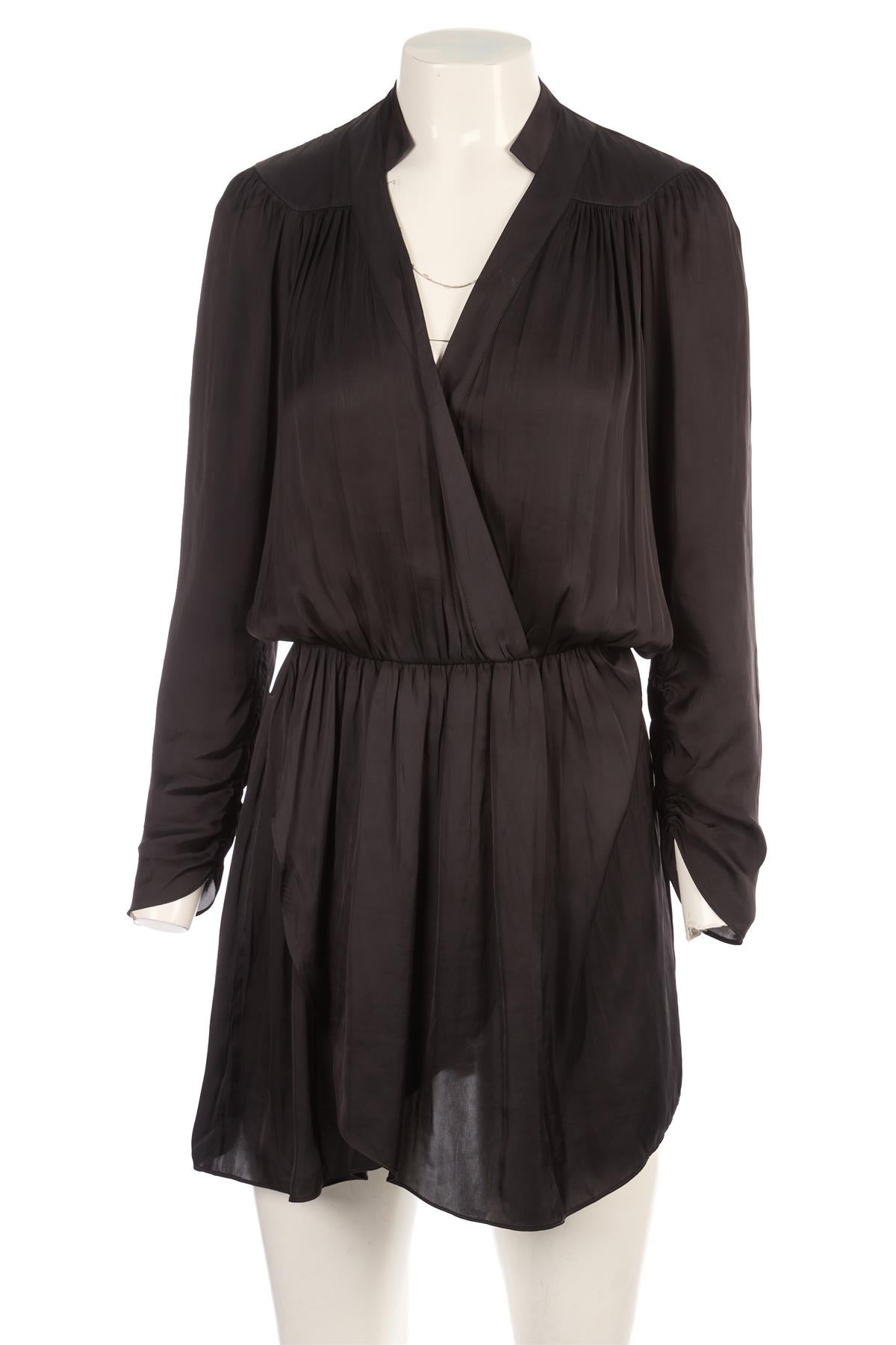 ZADIG & VOLTAIRE BLACK SATIN MINI DRESS XSMALL